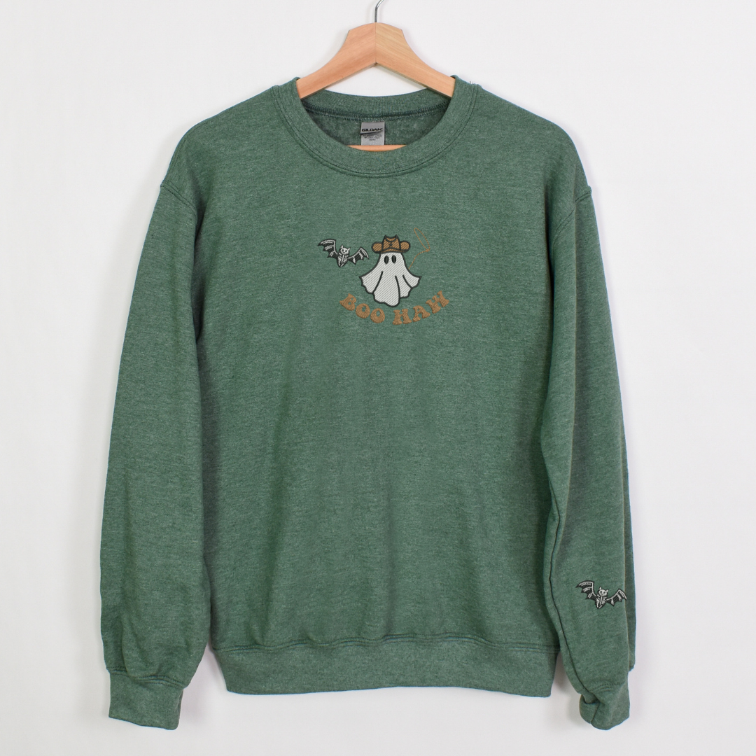 BAT AND GHOST EMBROIDERY SWEATSHIRT