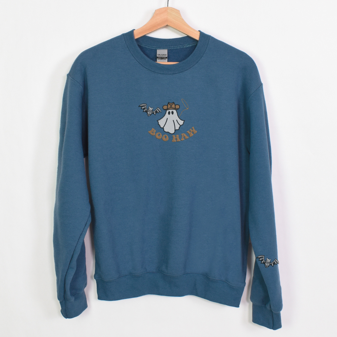BAT AND GHOST EMBROIDERY SWEATSHIRT