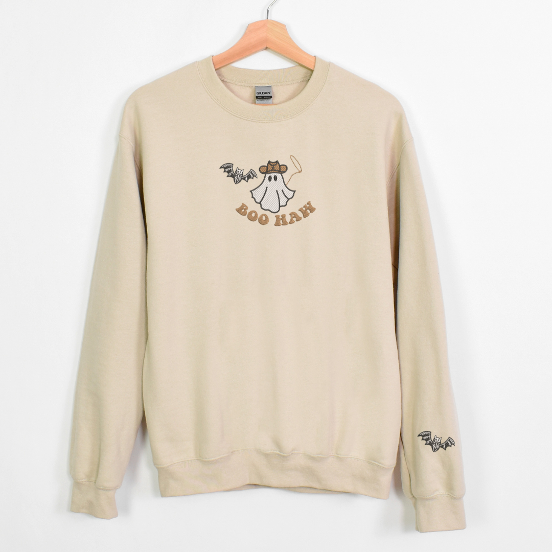 BAT AND GHOST EMBROIDERY SWEATSHIRT