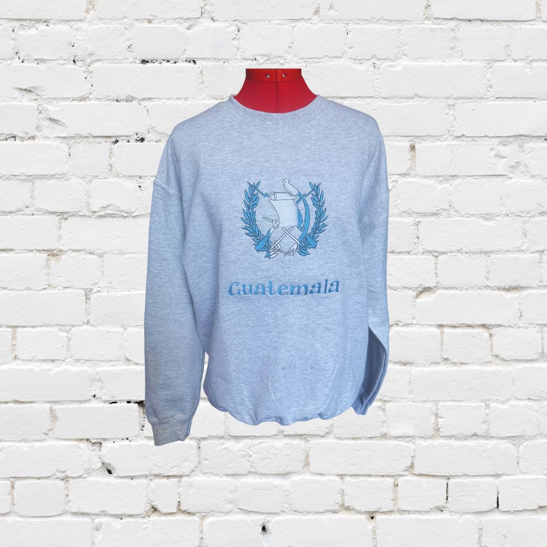 GUATEMALA EMBROIDERY ASH GRAY SWEATSHIRT
