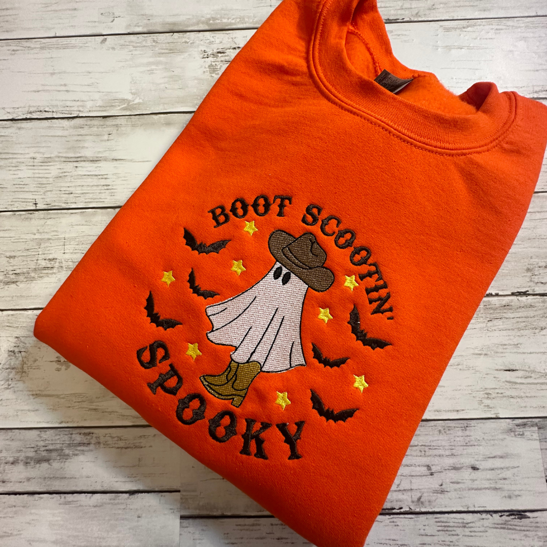 BOOT SCOOTIN SPOOKY EMBROIDERY SWEATSHIRT