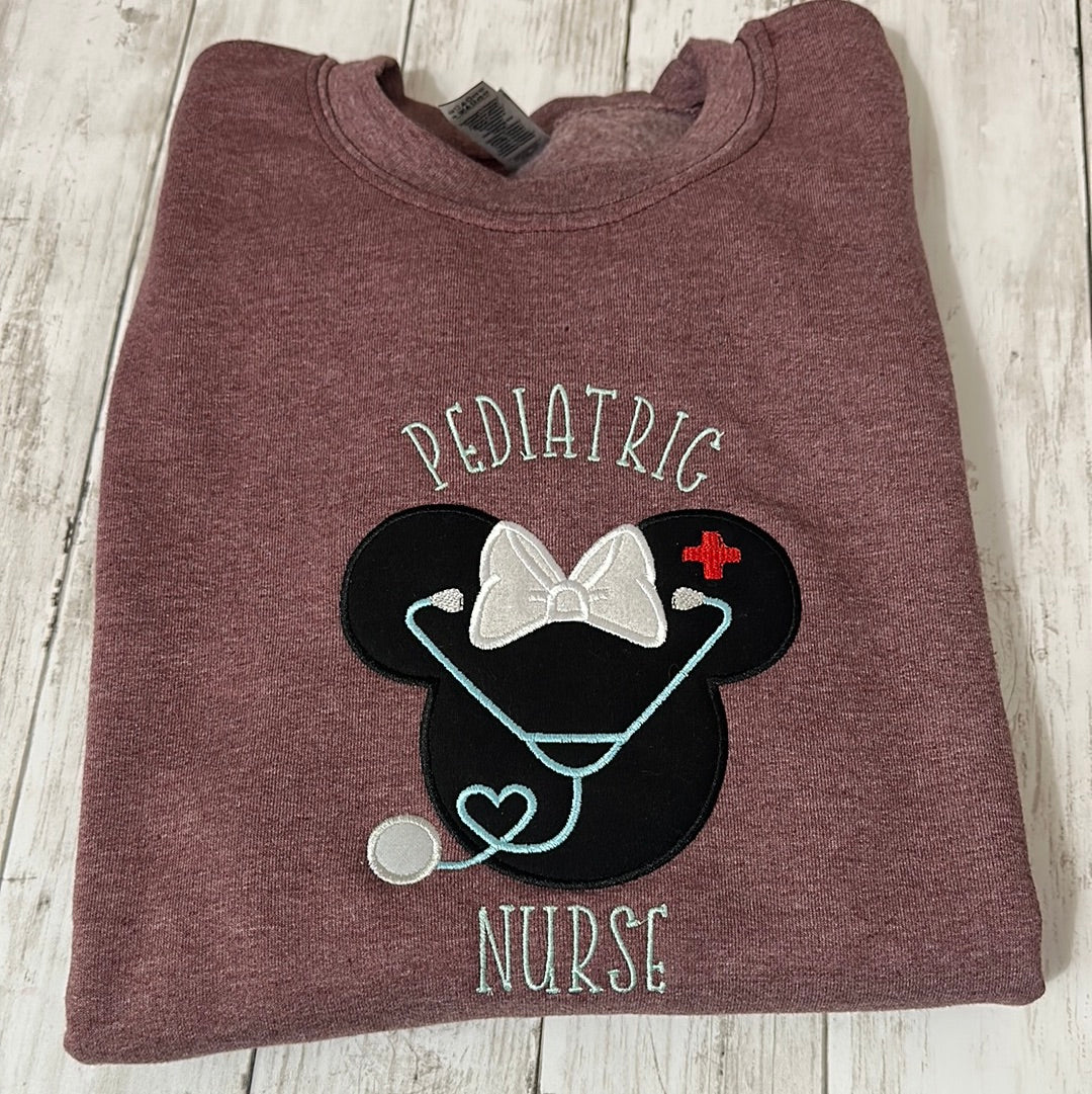 PEDIATRIC NURSE EMBROIDERY MAROON SWEATSHIRT