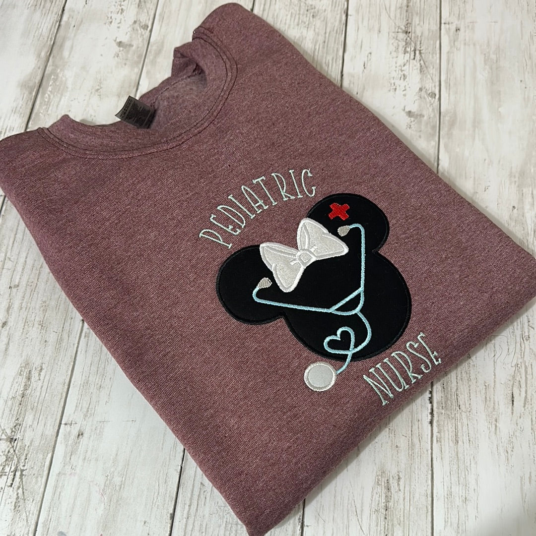 PEDIATRIC NURSE EMBROIDERY MAROON SWEATSHIRT