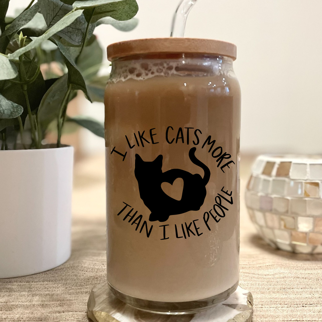 I LIKE CATS MORE THAN PEOPLE ICED COFFEE CUP