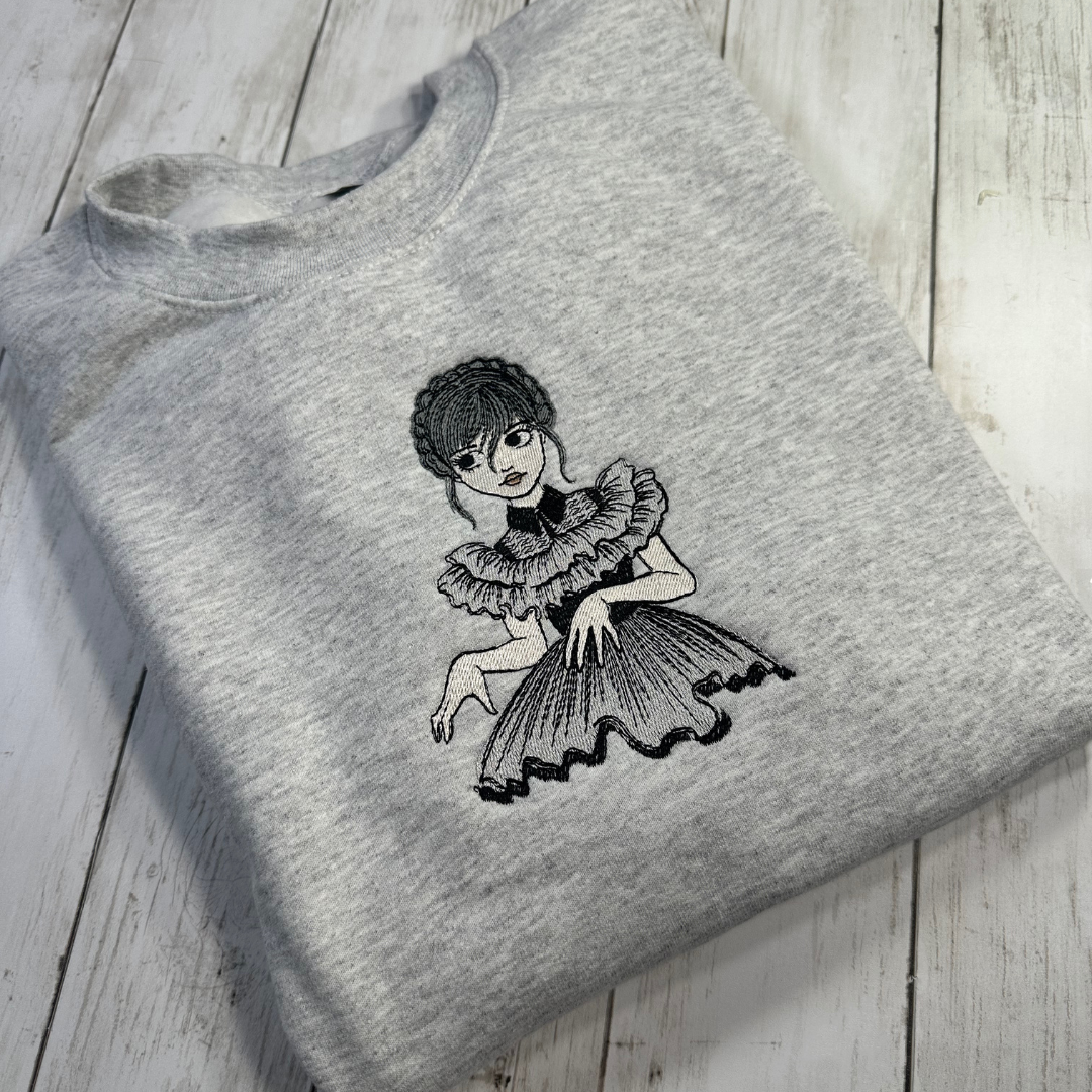 WEDNESDAY EMBROIDERY ASH GRAY SWEATSHIRT