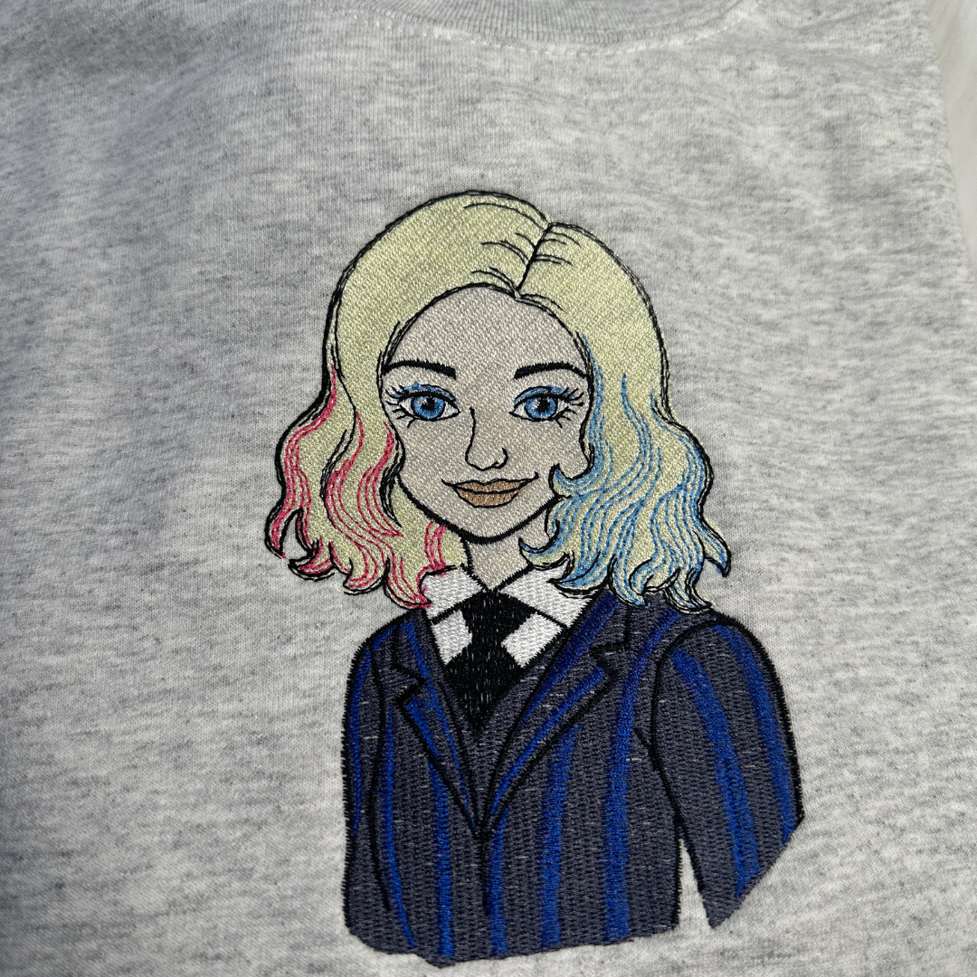 ENID EMBROIDERY ASH GRAY SWEATSHIRT