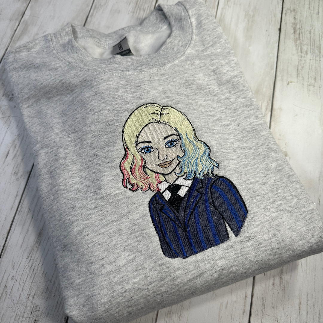 ENID EMBROIDERY ASH GRAY SWEATSHIRT
