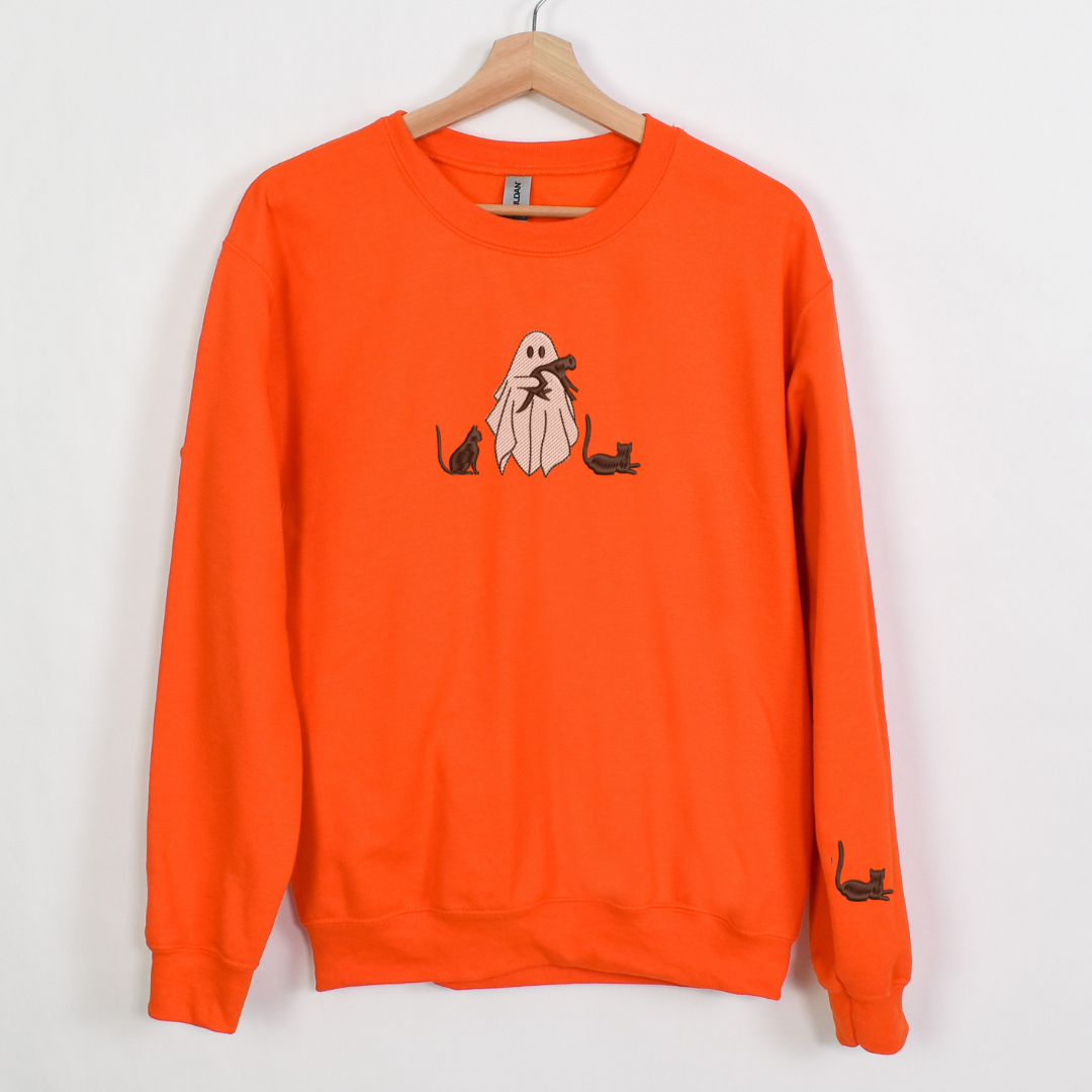 CATS AND GHOST EMBROIDERY SWEATSHIRT