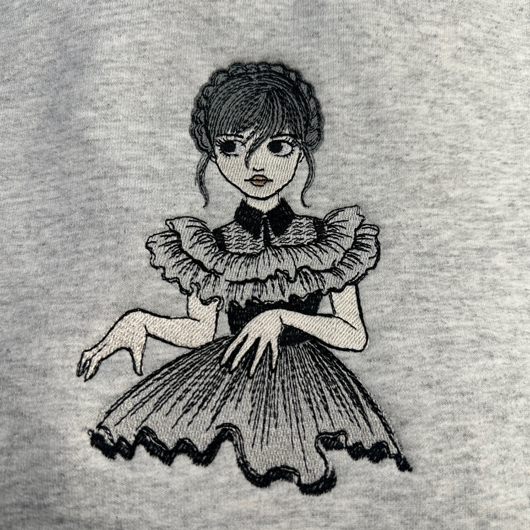 WEDNESDAY EMBROIDERY ASH GRAY SWEATSHIRT
