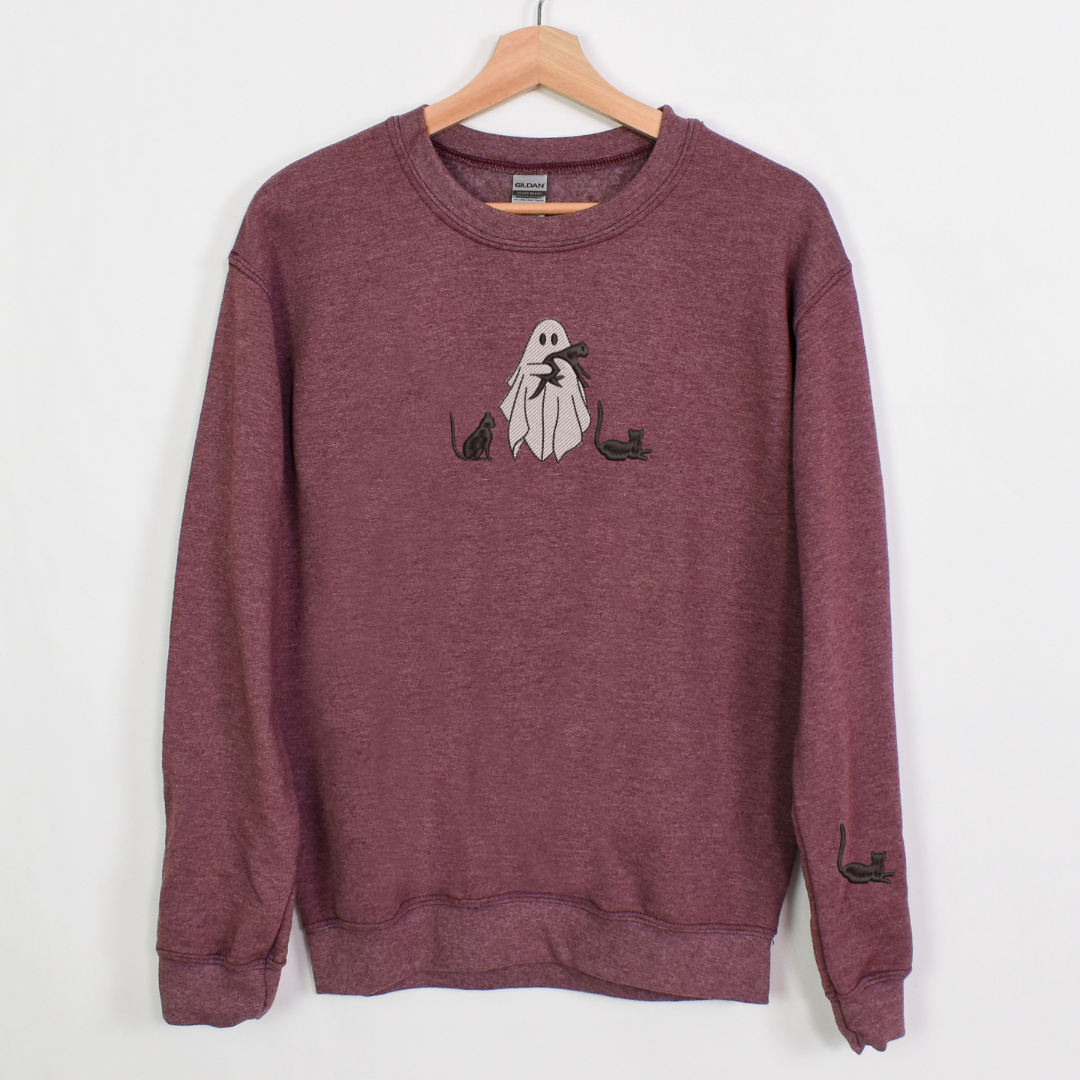 CATS AND GHOST EMBROIDERY SWEATSHIRT