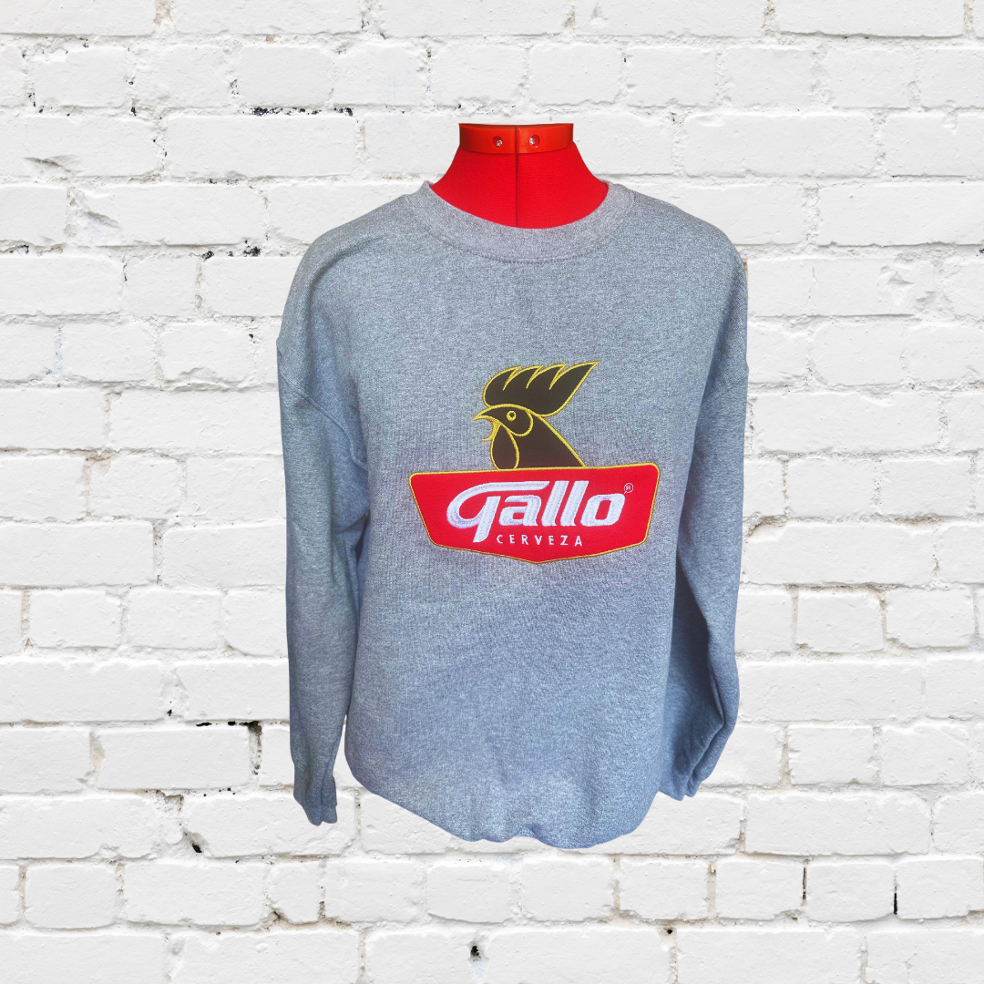 GALLO EMBROIDERY APPLIQUE GRAY SWEATSHIRT