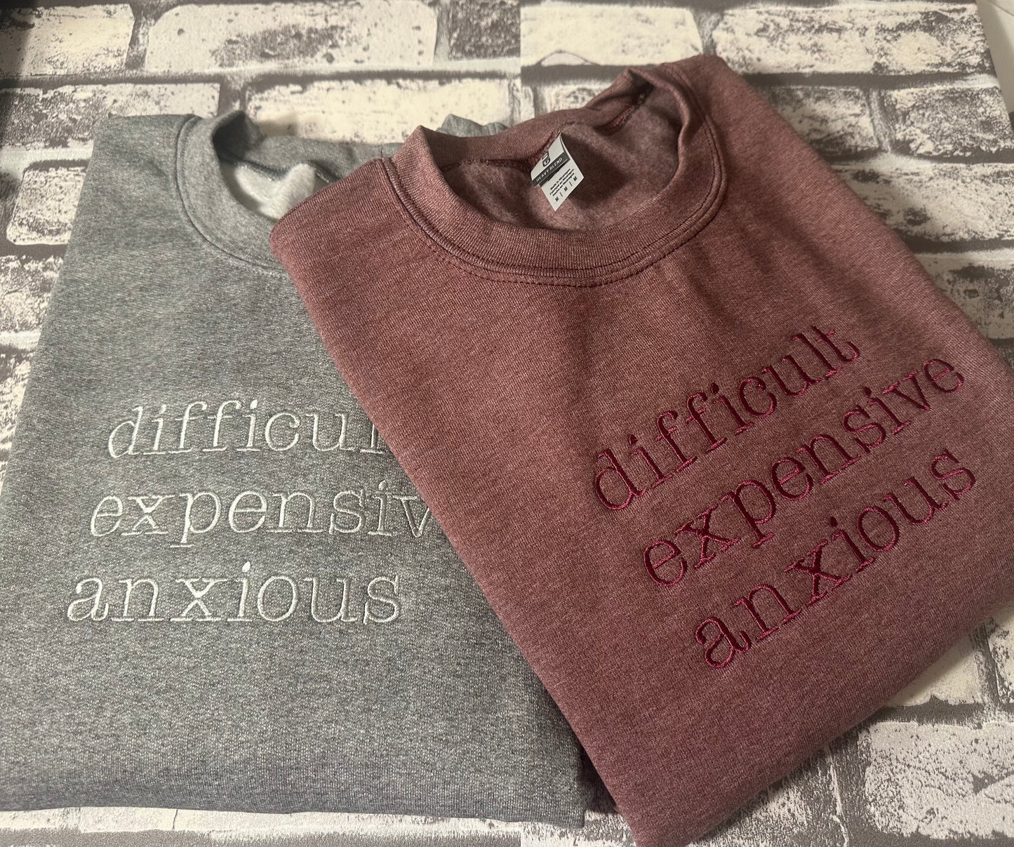 DIFFICULT EXPENSIVE ANXIOUS EMBROIDERED SWEATSHIRT