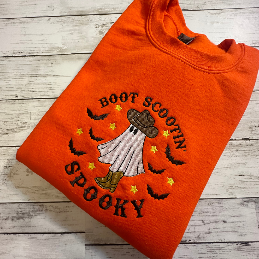 BOOT SCOOTING GHOST EMBROIDERY SWEATSHIRT