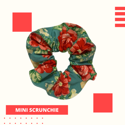 Mini Turquoise Floral Scrunchie