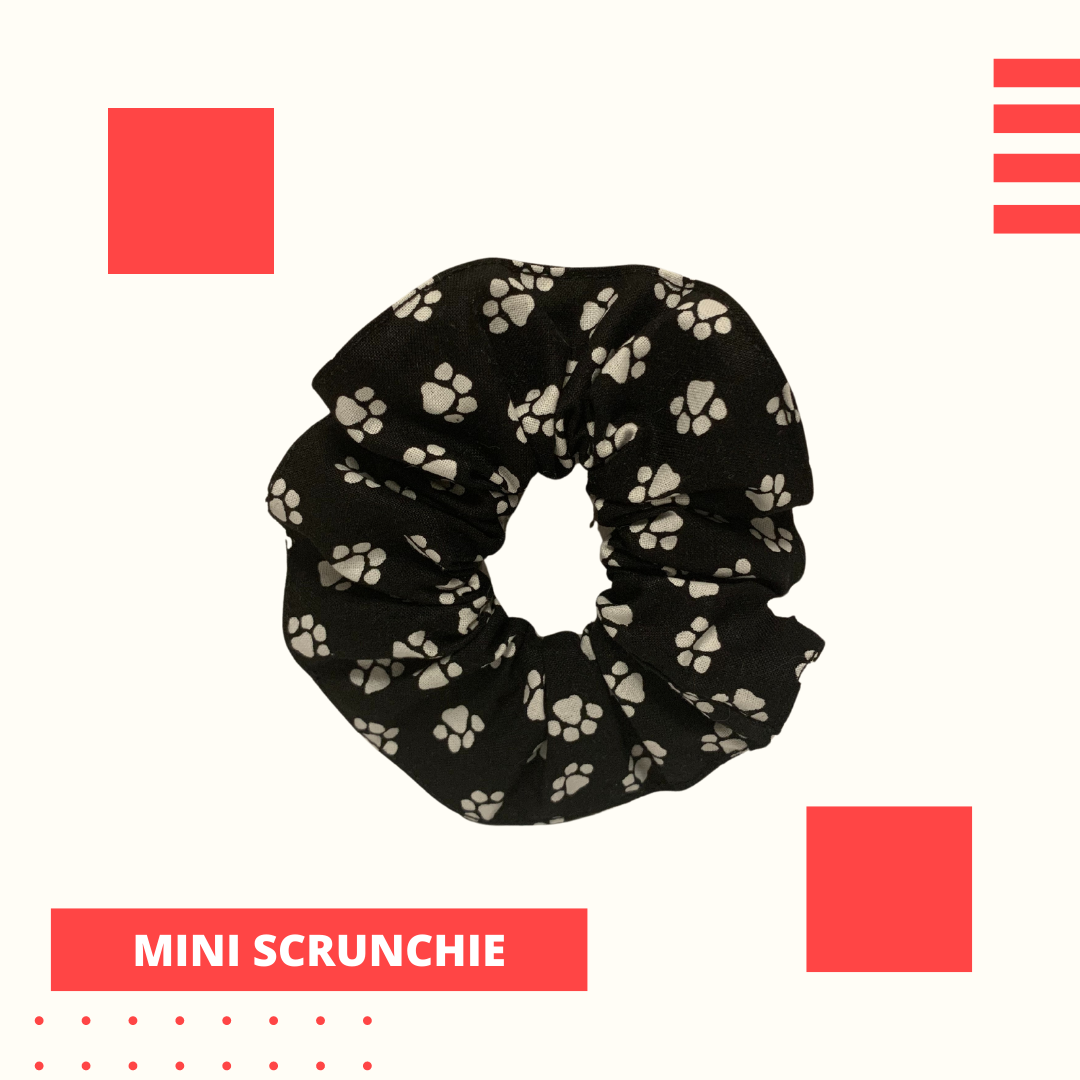 Mini Black and White Paw Scrunchie