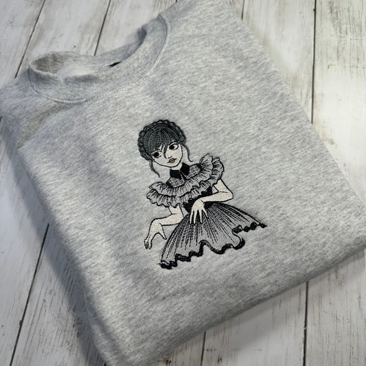 WEDNESDAY EMBROIDERY  ASH GRAY SWEATSHIRT